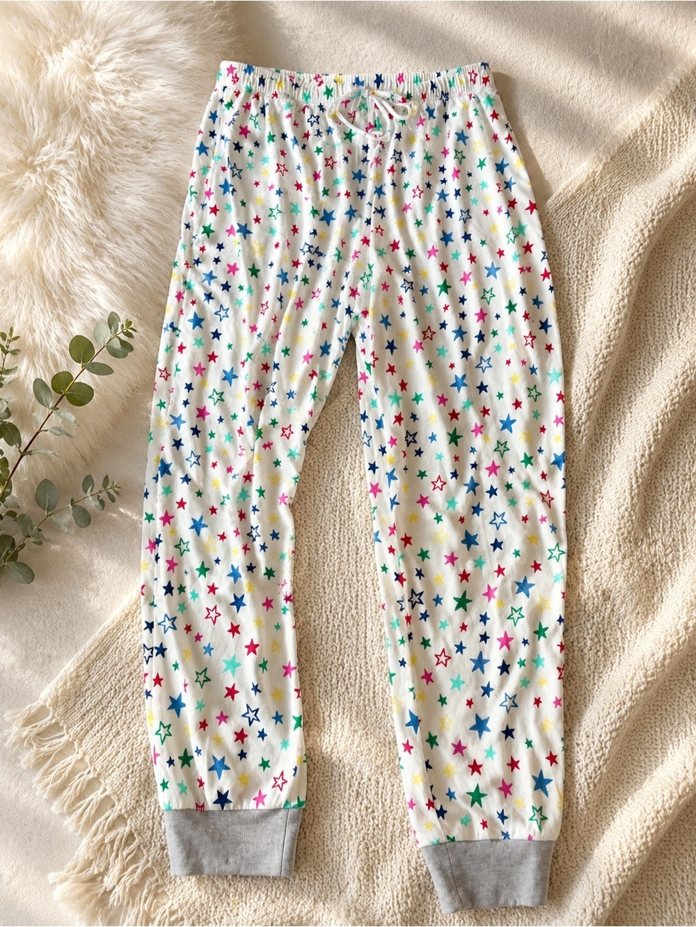 White Multicolor Star Pajama Pants - Men